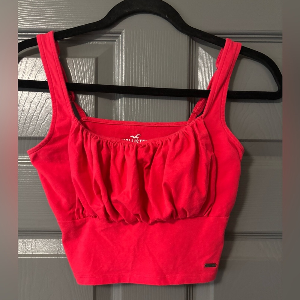 Hollister Co preppy red tank crop top size M Y2K